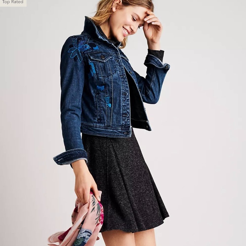 Anthropologie Pilco Sequined Denim Jacket Size Medium - Picture 4 of 4